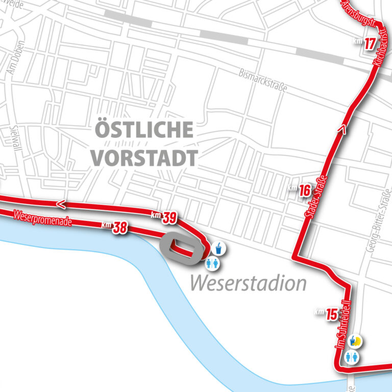 Durchs Weserstadion kurz vor dem Ziel des Bremen Marathon