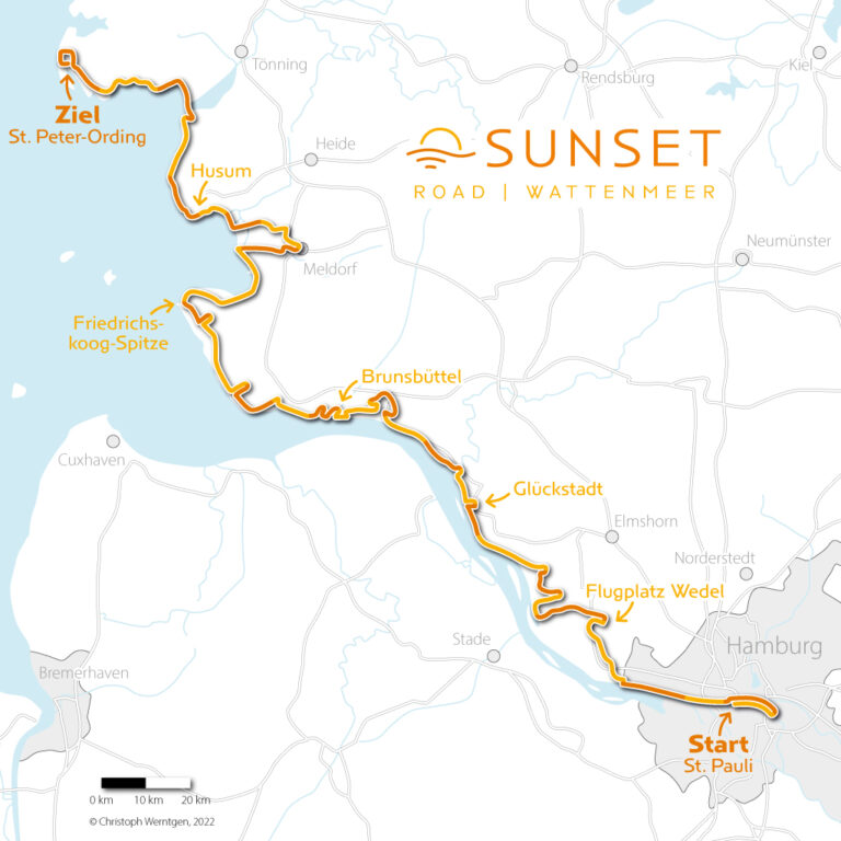 Übersichtskarte Sunset Wattenmeer, Laufveranstaltung In Hamburg und Schleswig-Holstein